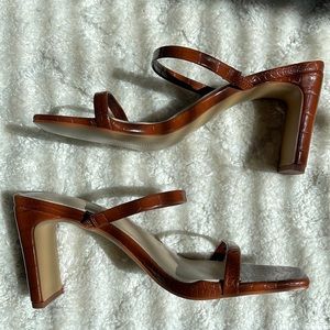 Amazon The Drop Square Toe Two Strap Heels